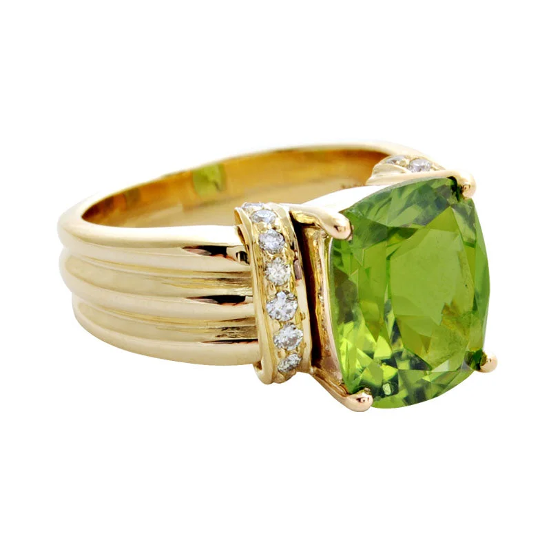 romantic rings for women -Ring-Peridot and Diamond