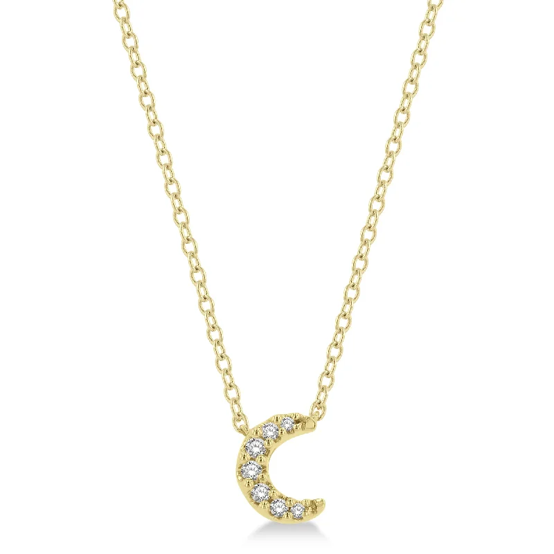 engraved gold necklaces for women -Ashi .06ctw Diamond Crescent Moon Necklace