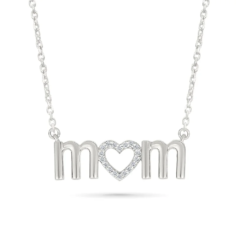 charm pendant necklaces for women -.05ctw Diamond "mom" Necklace