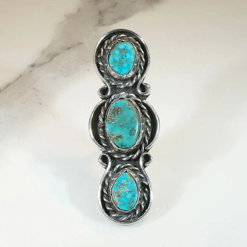 custom gemstone rings -Sublime Blue-Green Turquoise in Silver Statement Ring