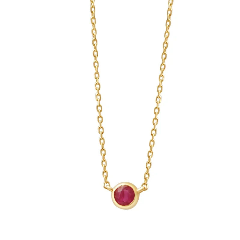 delicate chain necklaces for women -Ruby Station Necklace Bezel Set in  Gold