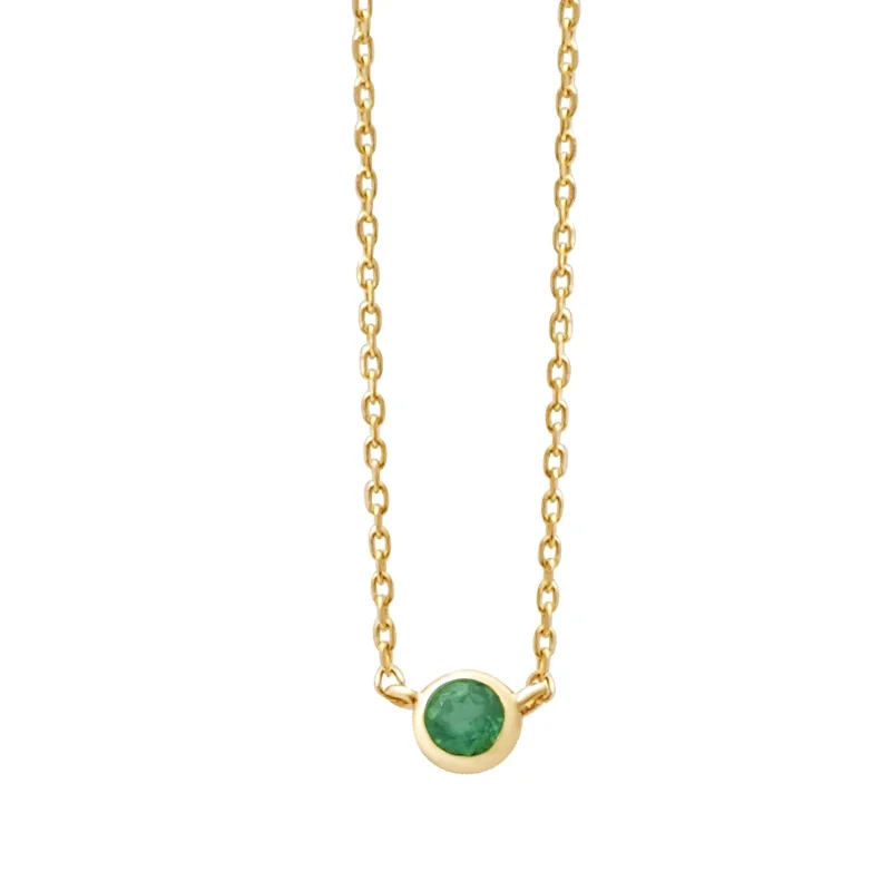 pendant necklaces for women -Emerald Station Necklace Bezel Set in  Gold