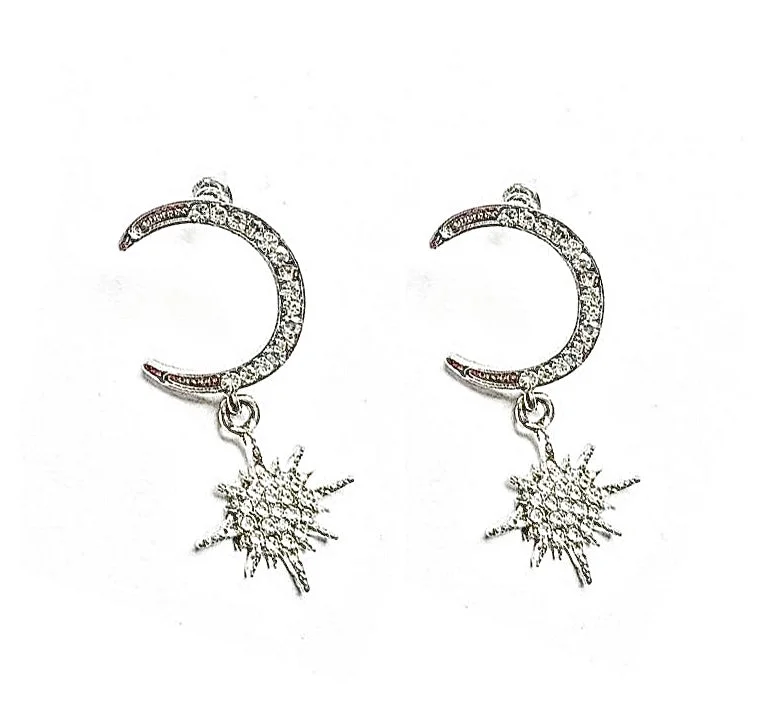 butterfly earrings for women -Moon & Star Sparkle Earrings