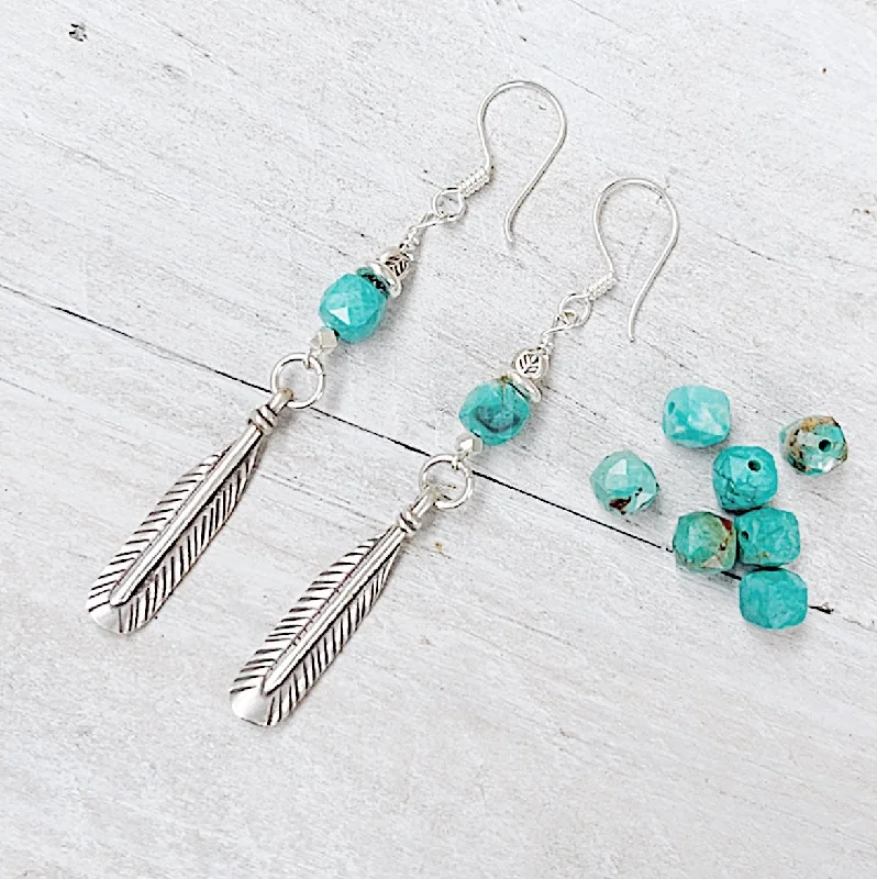 teardrop earrings for women -HOWLITE TRIBAL FEATHER EARRINGS