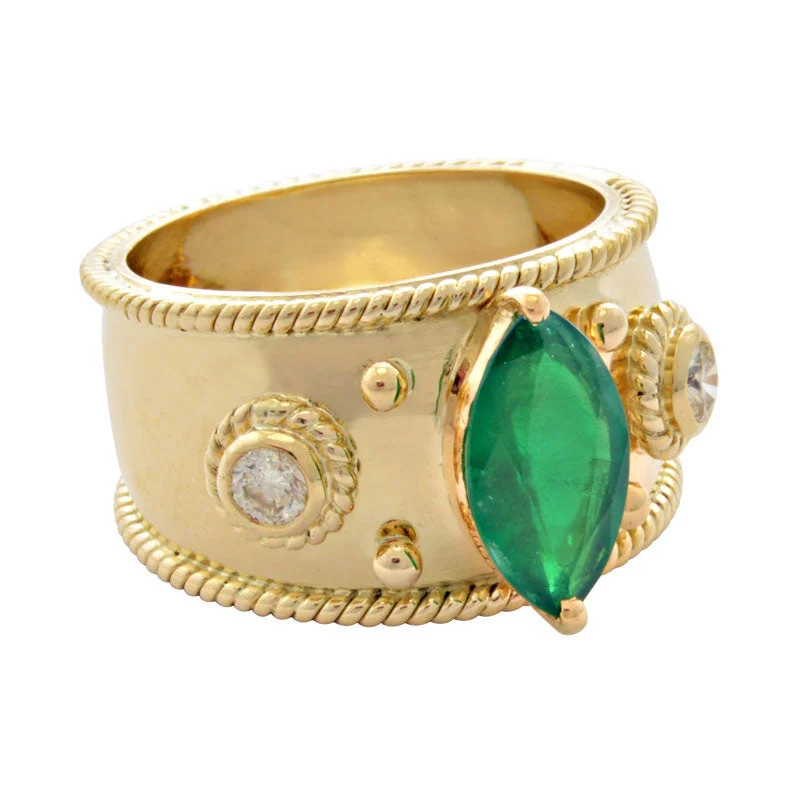 opal rings for women -Ring-Emerald and Diamond