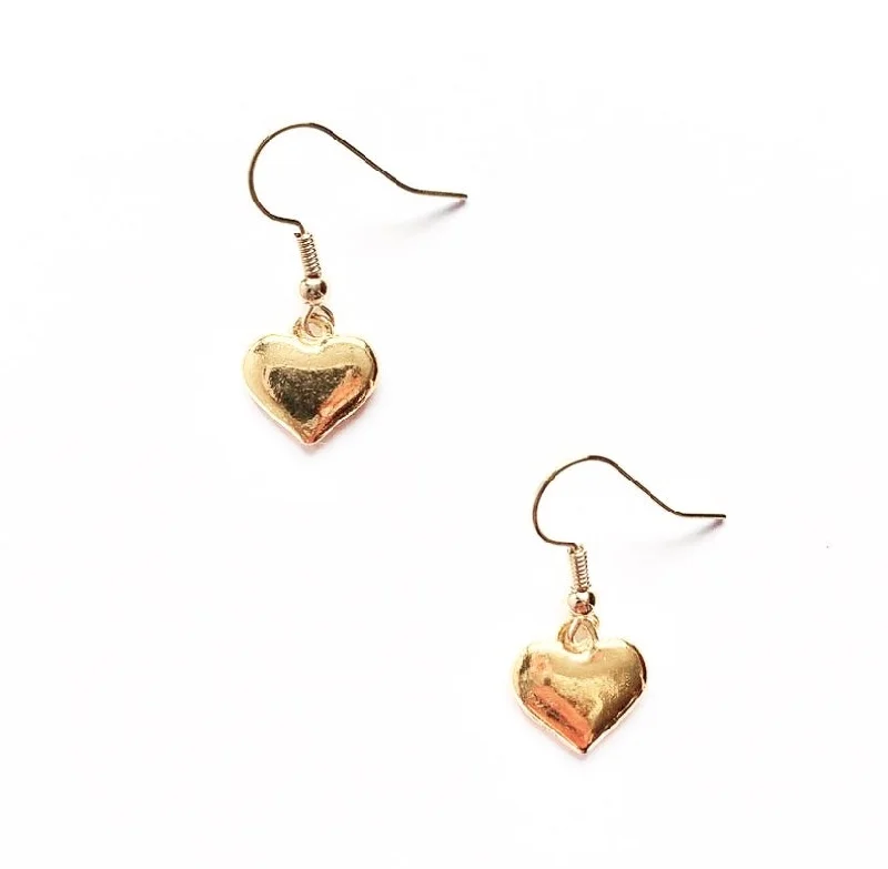 chic gold earrings for women -Dainty Gold Heart Earrings