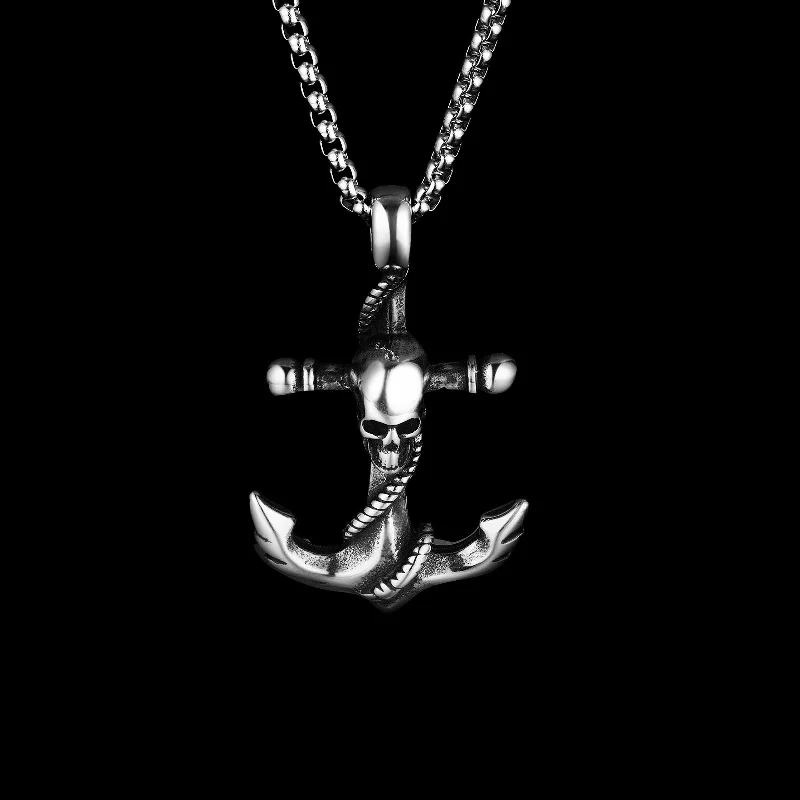 layered necklaces for women -SKULLED ANCHOR.