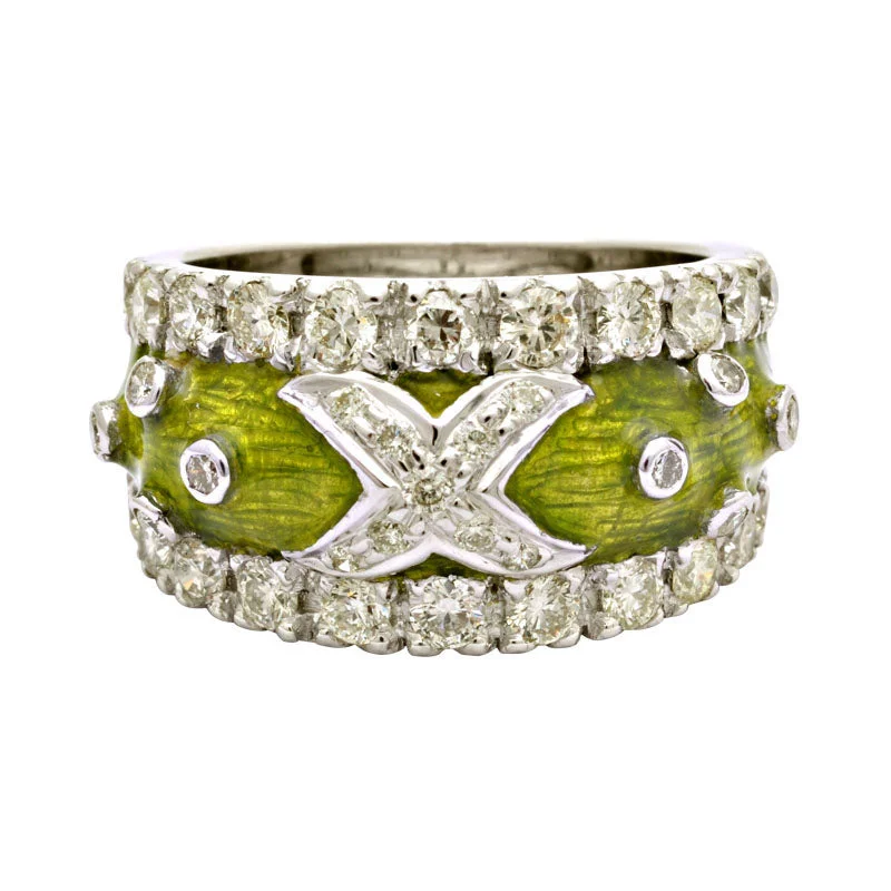 trendy wedding rings for women -Ring- Diamond (Enamel)