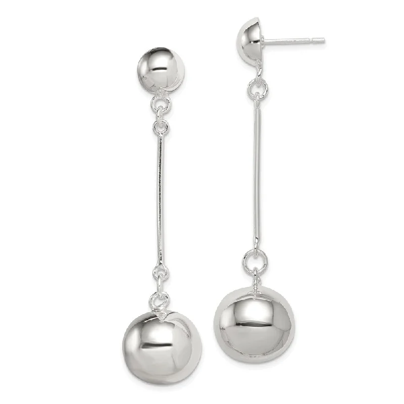 radiant earrings for women -14mm Polished Ball Dangle Earrings in Sterling Silver