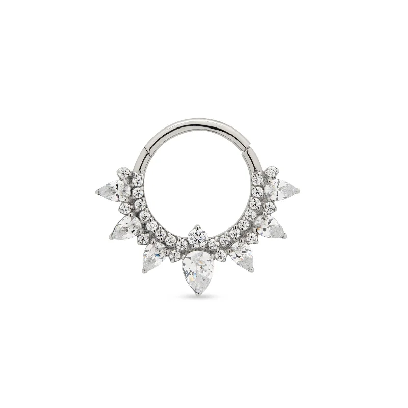 statement rings for women -Trident Jeweled Pear Cluster Hinged Ring