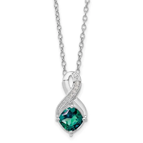 luxurious necklaces for women -Sterling Silver Alexandrite and Diamond Necklace