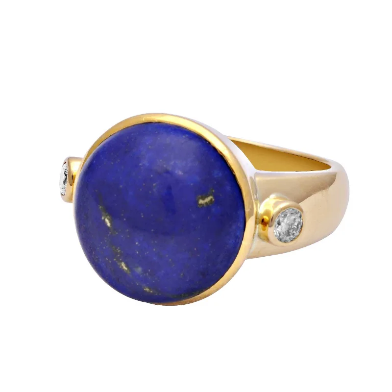 ruby rings for women -Ring-Lapis Lazuli and Diamond