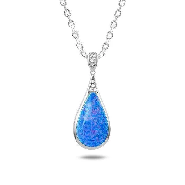 statement piece necklaces for women -Sterling Silver Opal Nouveau Icy Teardrop Pendant Necklace by Alamea