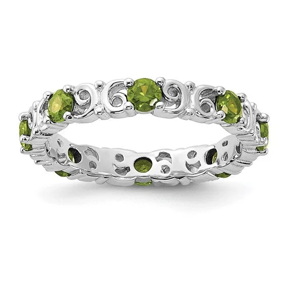 heart pendant necklaces for women -Sterling Silver Stackable Expressions Peridot Filigree Ring