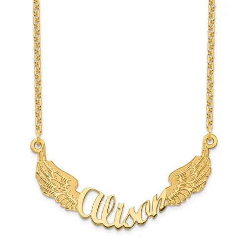 minimalist gold necklaces for women -Angel Wings Name Necklace