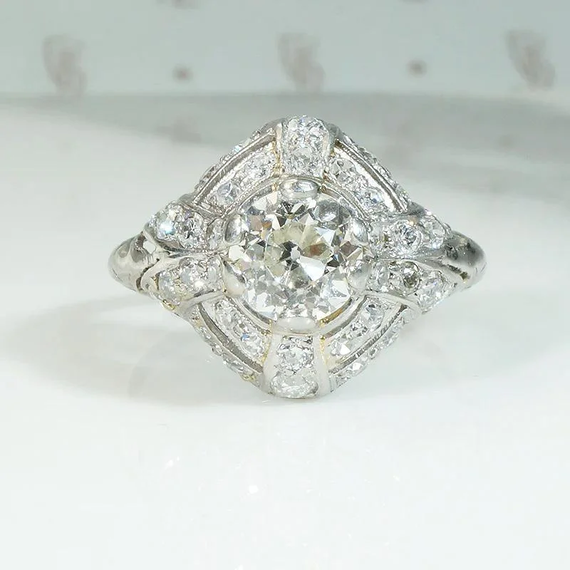 personalized engagement rings -Superb Edwardian Dome Ring with 1.20ct Center Diamond