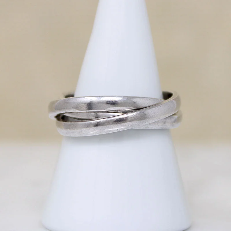 promise rings for women -Mexican Sterling Silver Rolling Ring