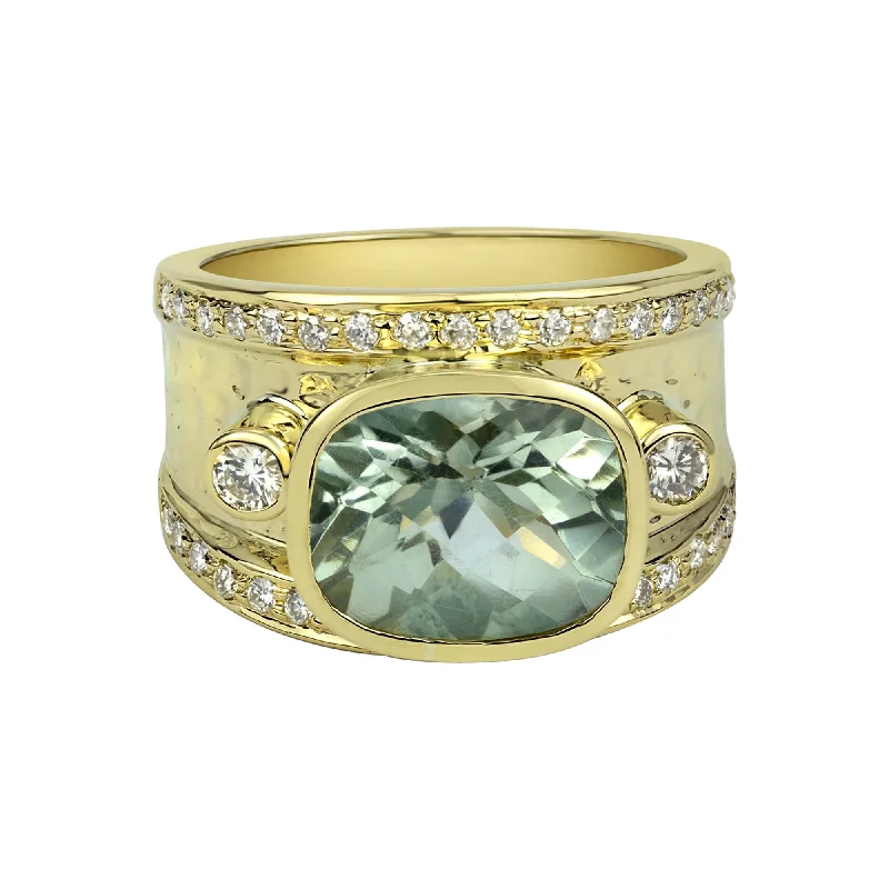 solitaire rings for women -Ring - Green Quartz And Diamond