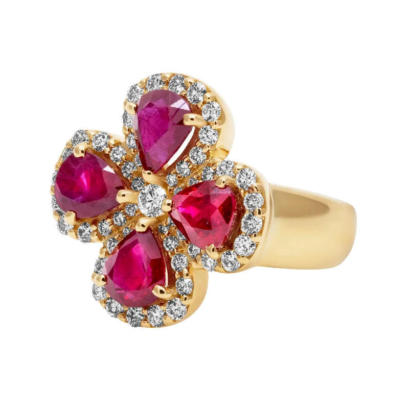 halo rings for women -Ring - Ruby And Diamond