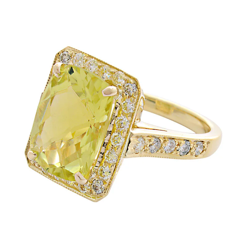 statement rings for women -Ring-Lemon Quartz and Diamond