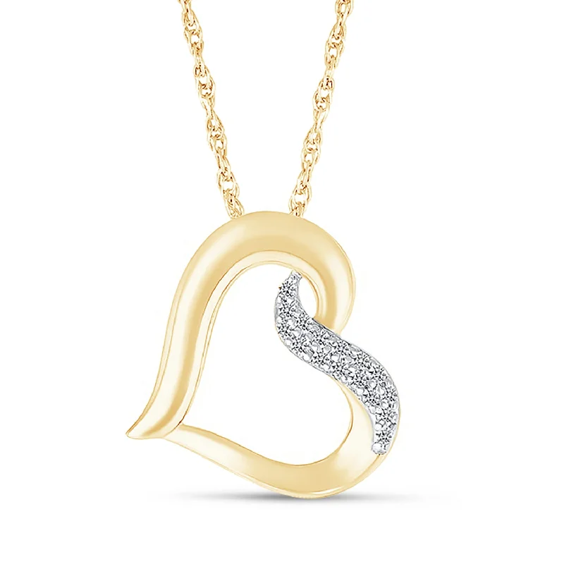 unique necklaces for women -Twisted Gold and Diamond Heart Necklace