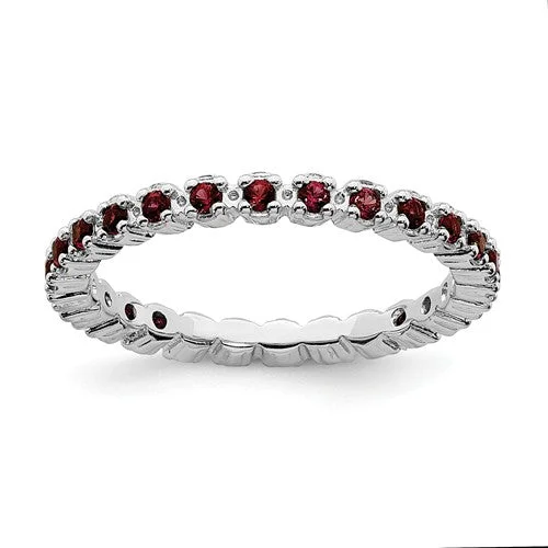 classic diamond necklaces for women -Sterling Silver Stackable Expressions Garnet Eternity Ring