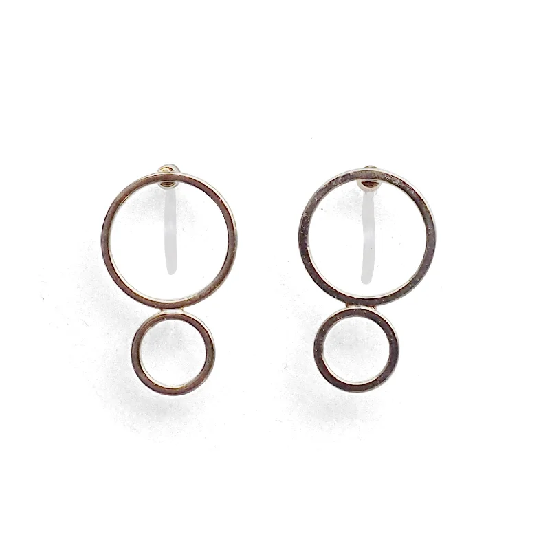 charm earrings for women -Double hoop invisible clip on stud earrings ( Gold tone )