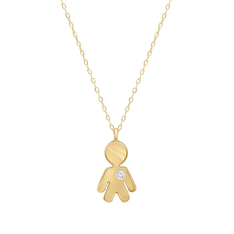 trendy necklaces for women -Diamond Boy Mama Charm Necklace