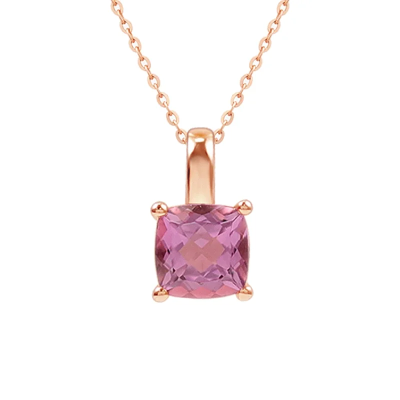 anniversary gift necklaces for women -Cushion Cut Amethyst Pendant Necklace