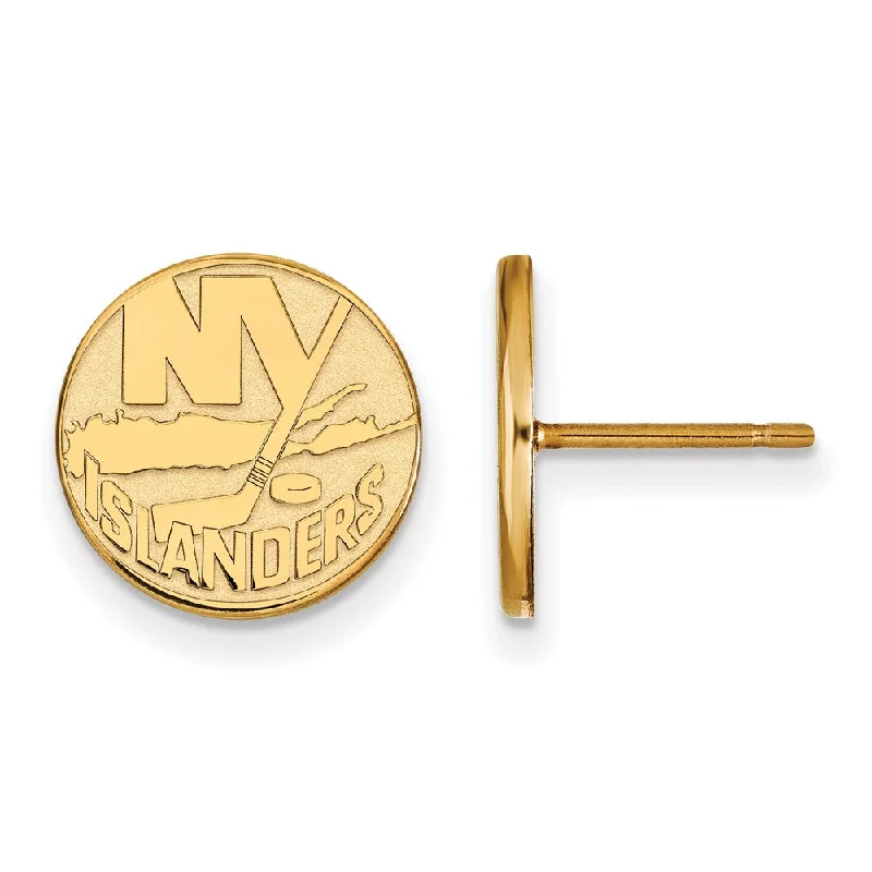 butterfly earrings for women -SS 14k Yellow Gold Plated NHL New York Islanders Small Post Earrings