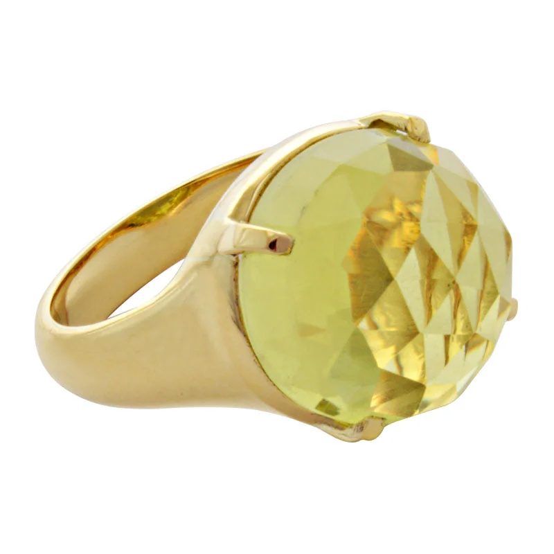 solitaire rings for women -Ring-Lemon Quartz