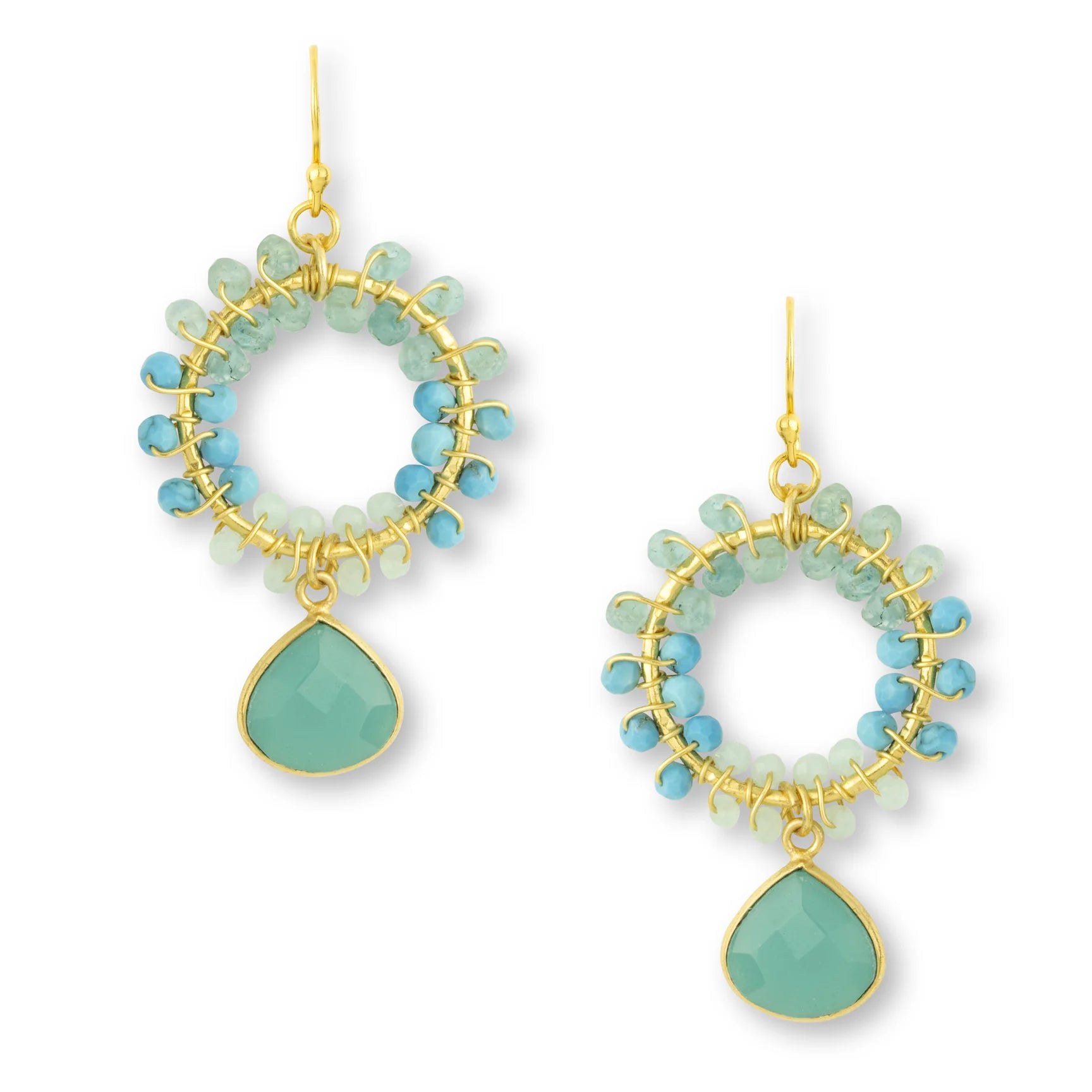 chic gemstone drop earrings -Ashiana Talia Earrings - Aqua