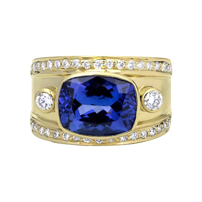 silver wedding rings for women -Ring - Tanzanite And Diamond