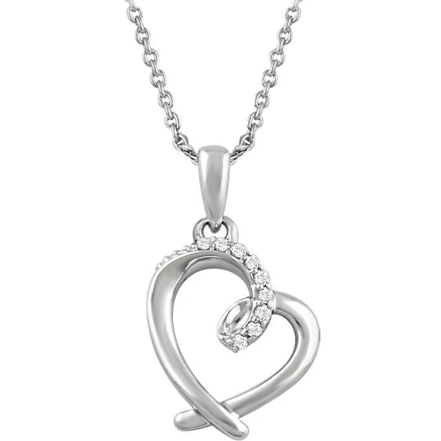 romantic gold necklaces for women -Sterling Silver .05 CTW Diamond Heart 18" Necklace