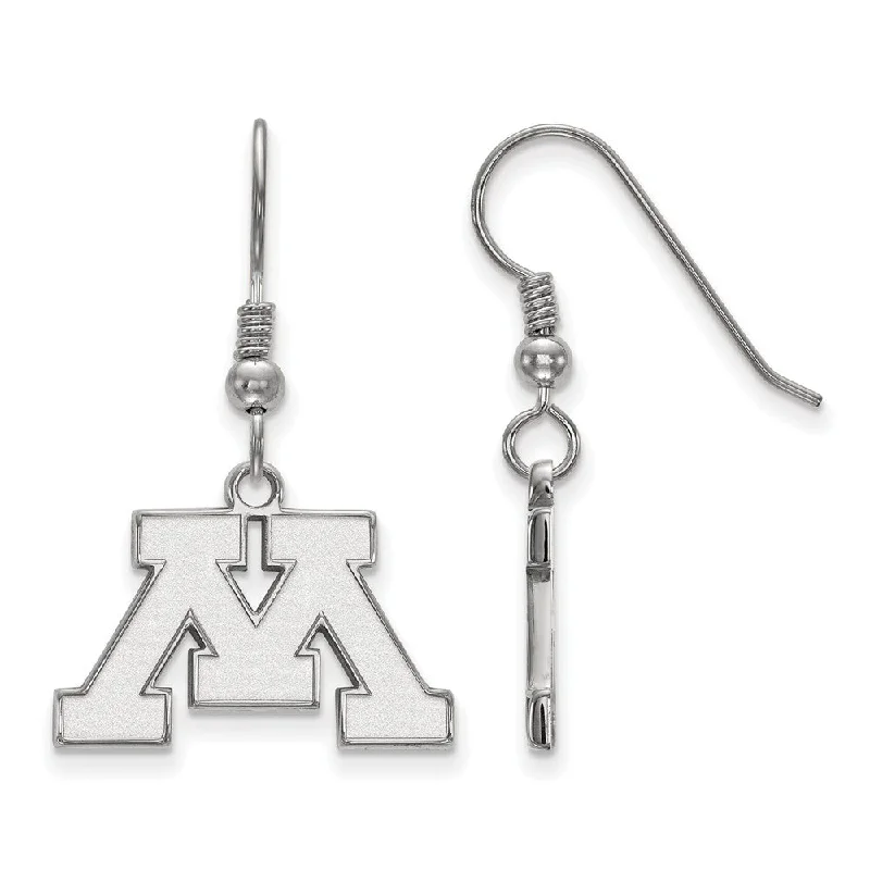 wedding earrings for women -Sterling Silver University of Minnesota Small Dangle Earrings