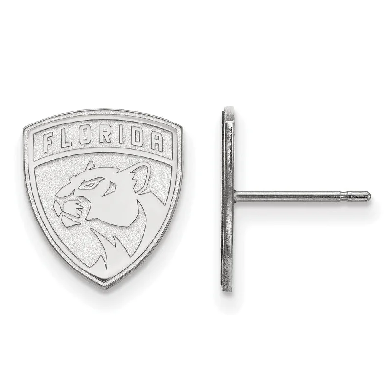 gemstone stud earrings for women -10k White Gold NHL Florida Panthers Small Post Earrings