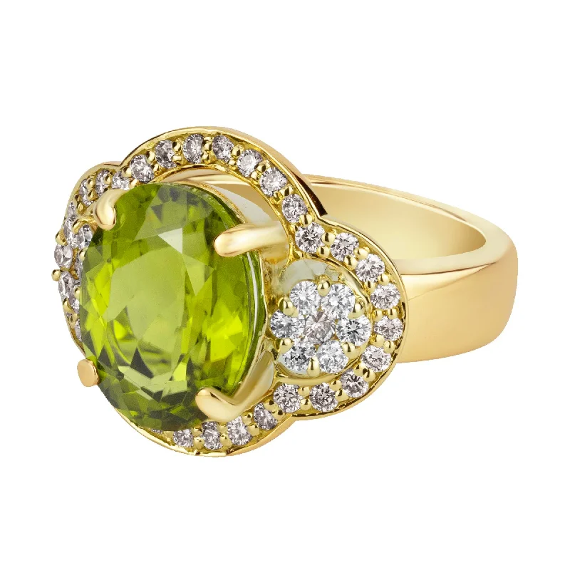 luxury wedding rings for women -Ring - Peridot And Diamond