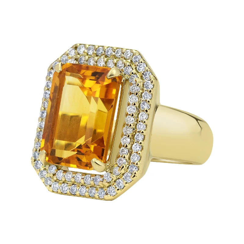 vintage engagement rings for women -Ring Citrine And Diamond