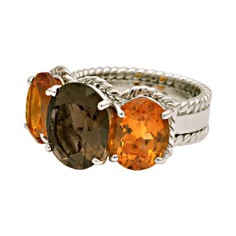 wedding sets for women -Ring-Smokey Quartz and Citrine