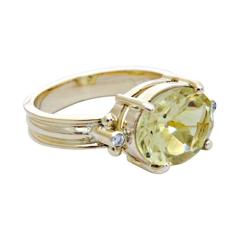 custom rings for women -Ring-Lemon Quartz and Diamond