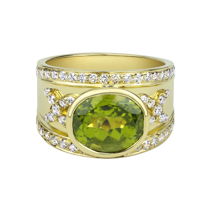 classic rings for women -Ring - Peridot And Diamond