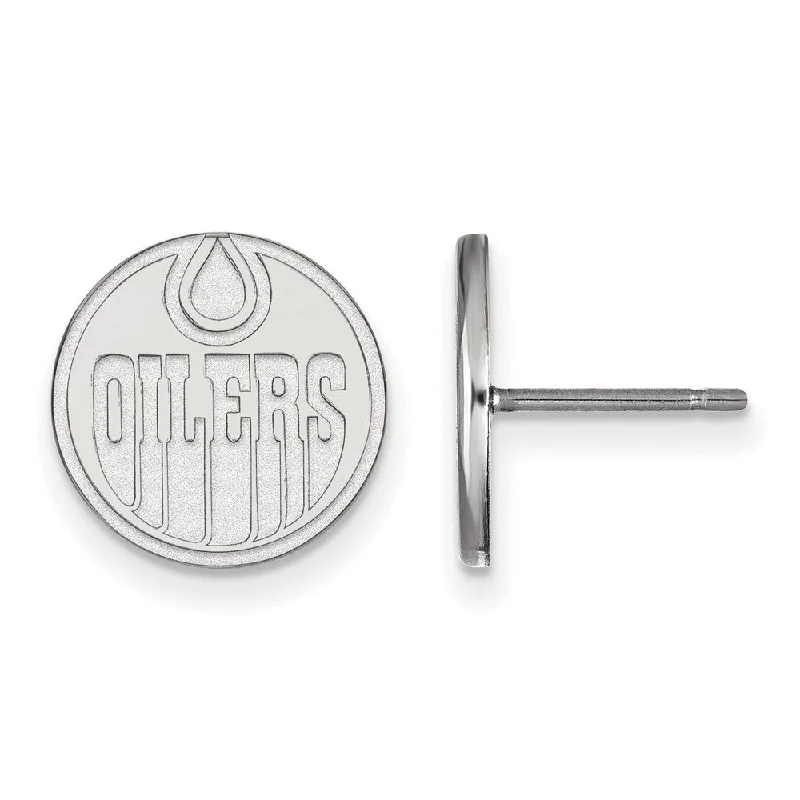 chic gold earrings for women -10k White Gold NHL Edmonton Oilers Small Post Earrings