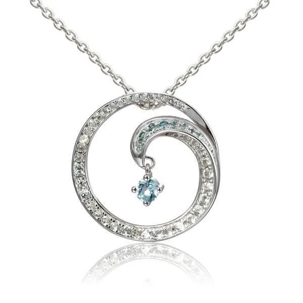 bridal necklaces for women -Drop of Water Aquamarine & Topaz Pendant by Alamea