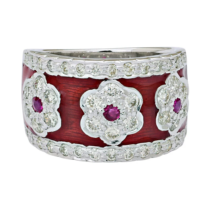 wedding sets for brides -Ring-Ruby and Diamond (Enamel)