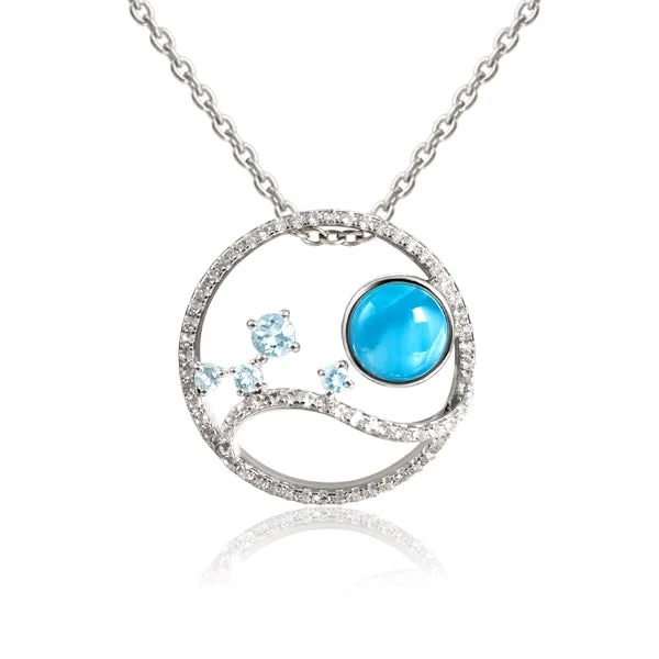 classic pearl necklaces for women -Sterling Silver Alamea Hawaii Larimar Blue Topaz Pendant