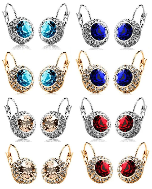 bohemian earrings for women -Colorful Bezel Set IOBI Crystals Earrings