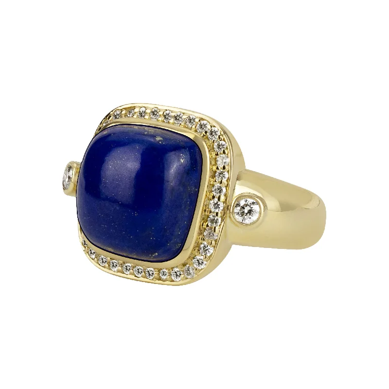 unique rings for women -Ring - Lapis Lazuli And Diamond