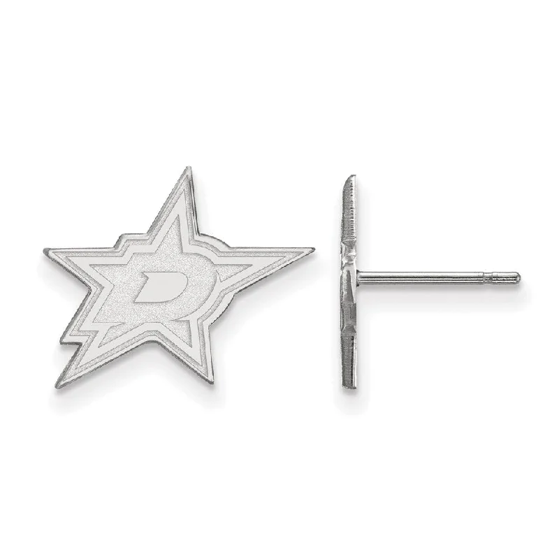 unique earrings for women -10k White Gold NHL Dallas Stars Small Post Earrings