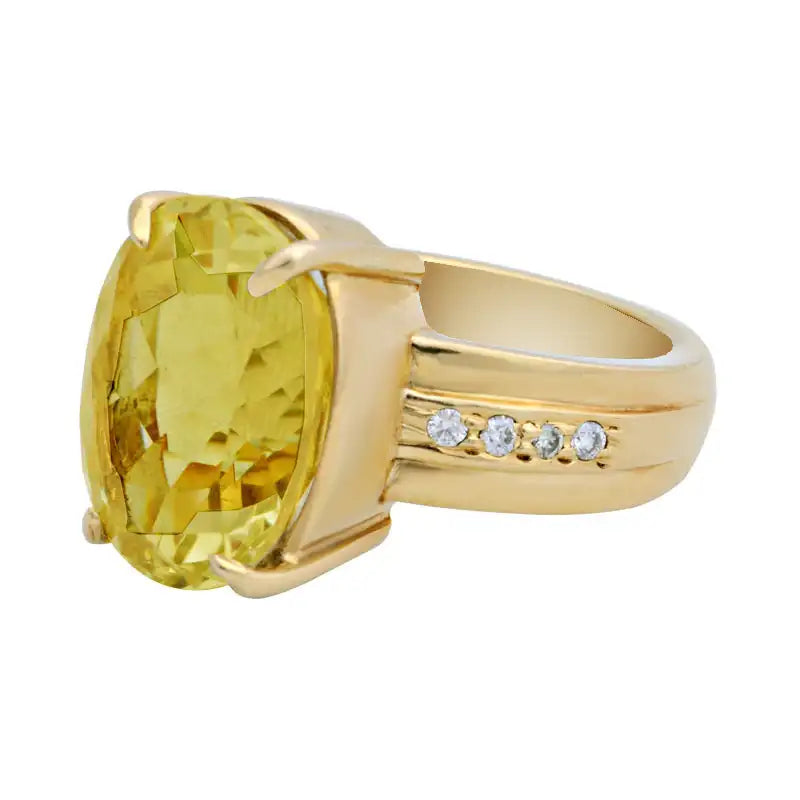 halo rings for women -Ring- Lemon Quartz and Diamond