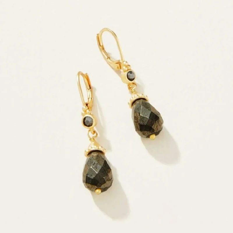 gold hoop earrings for women -Charlie Drop Earrings - Pyrite